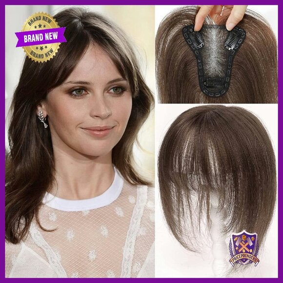 Real Human Hair Topper with Bangs for Thinning Hair - Clip In Hairpiece main image 6